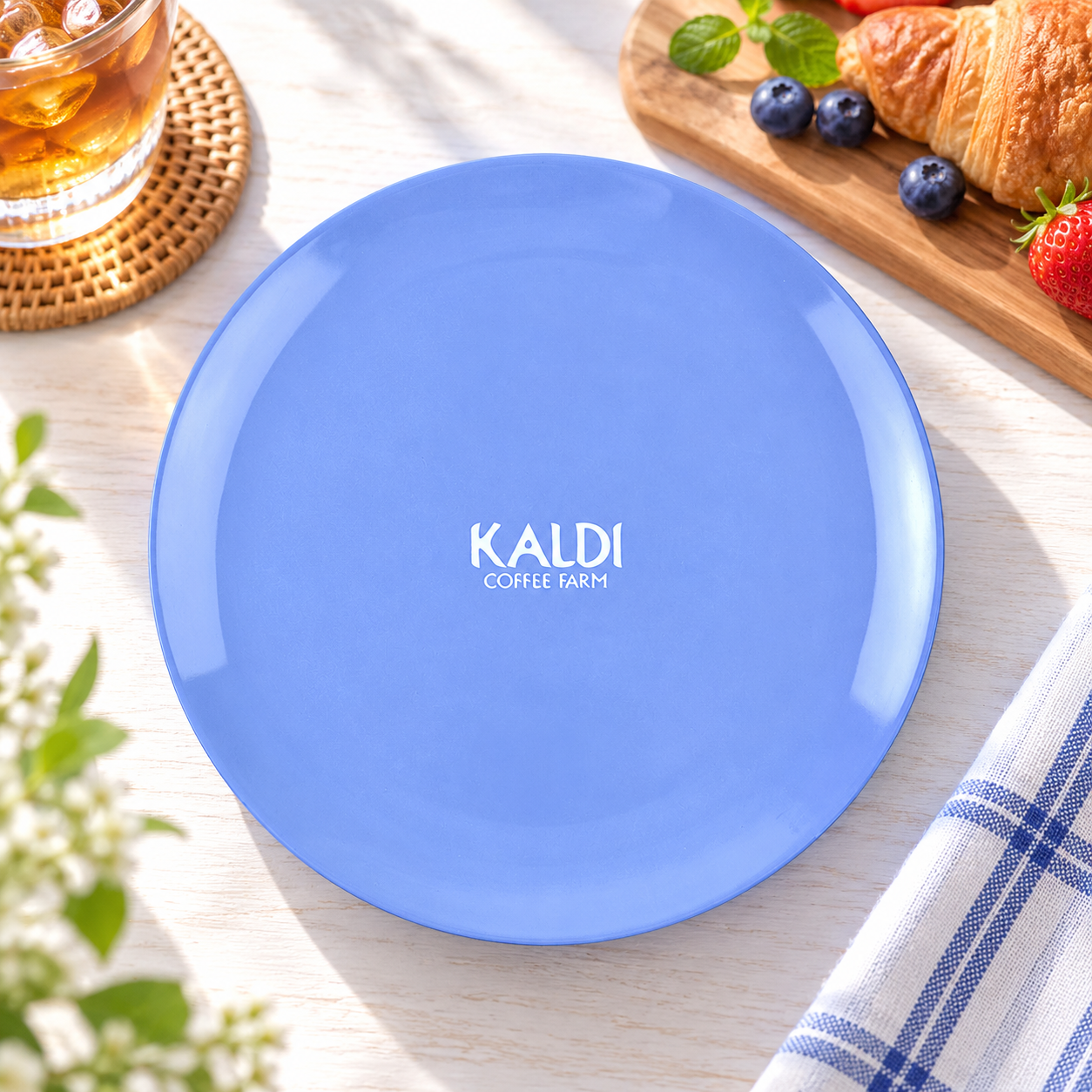 칼디 KALDI 오리지널 멜라민 플레이트 접시 라이트블루