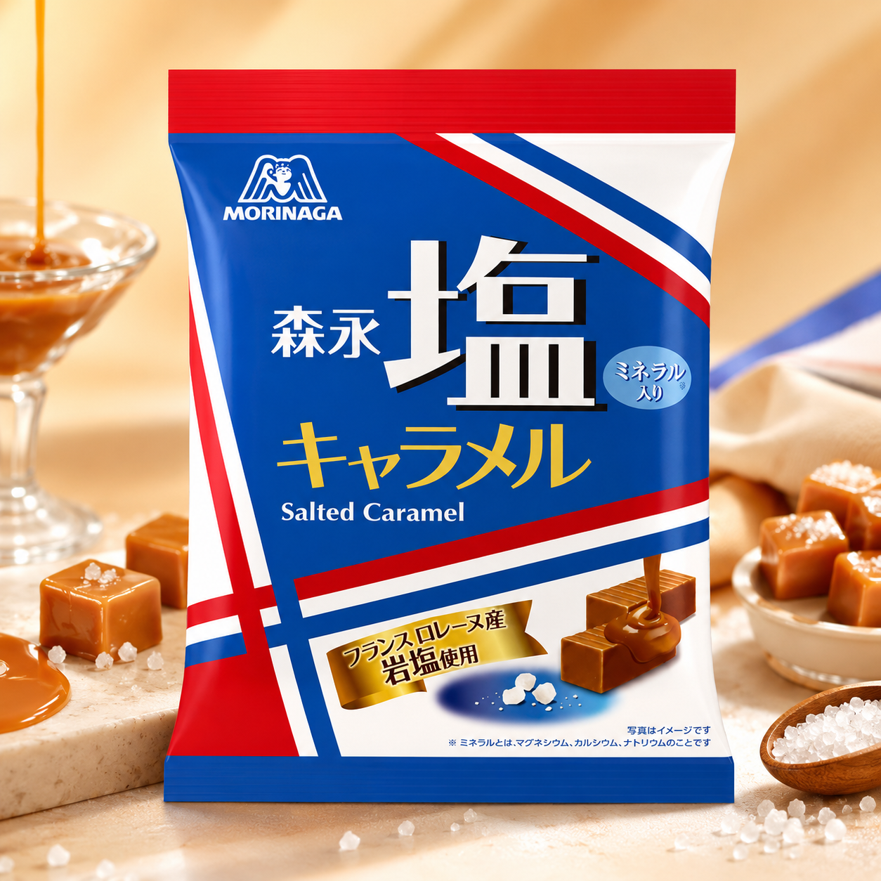 모리나가 소금카라멜 시오캬라멜 봉지 암염사용 83g