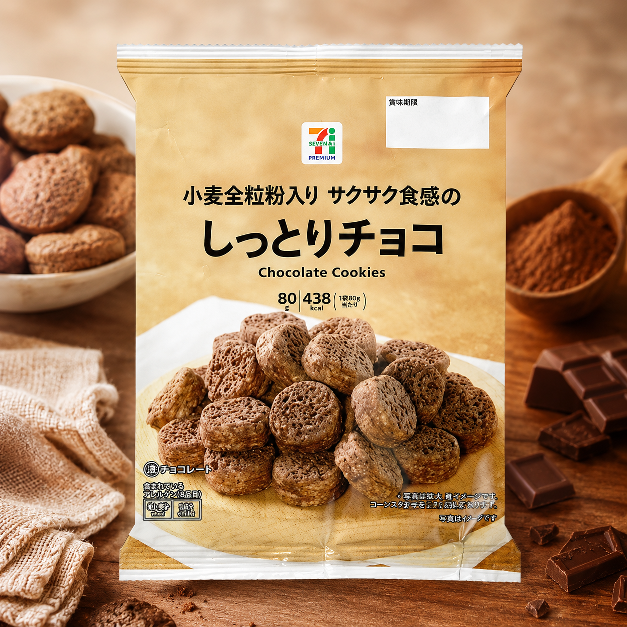 일본 세븐일레븐 싯토리 초코 바삭한 식감의 촉촉한 초코 과자 80g