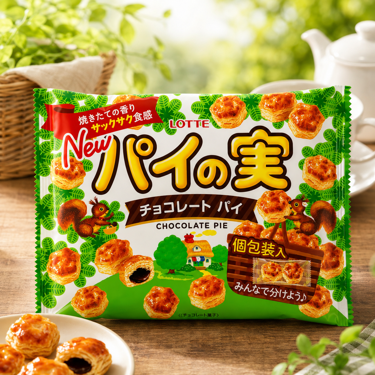 롯데 파이노미 오리지널 초콜릿 파이 스낵 대용량 쉐어팩 124g