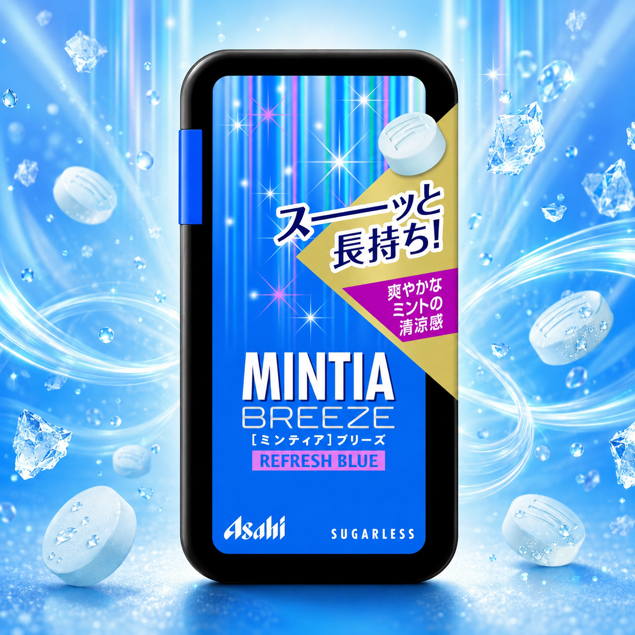 일본사탕 아사히 민티아 브리즈 캔디 무설탕 리프레쉬블루, 22g, 1개