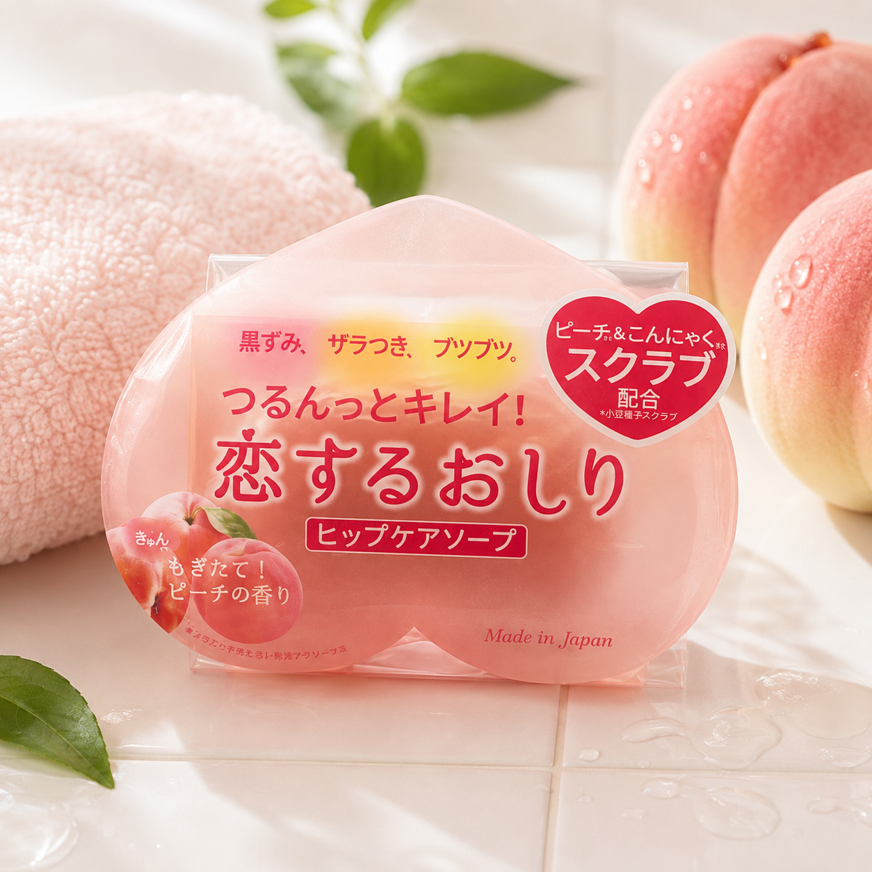일본 펠리칸비누 코이스루오시리 엉덩이비누 힙케어 복숭아향 80g