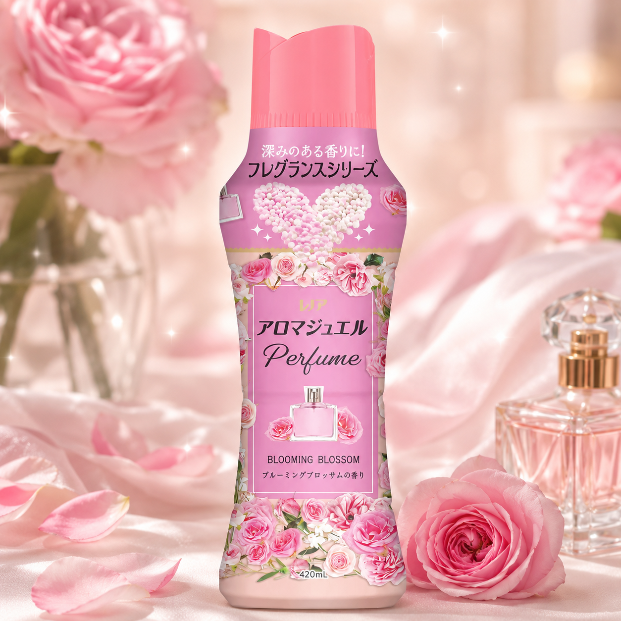일본 레노아 아로마쥬얼 비즈 섬유유연제 향기부스터 블로밍블라썸 420ml